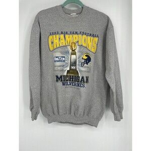 Vintage Michigan Wolverines 2003 Big Ten Champions Sweatshirt Gray NCAA Y2K